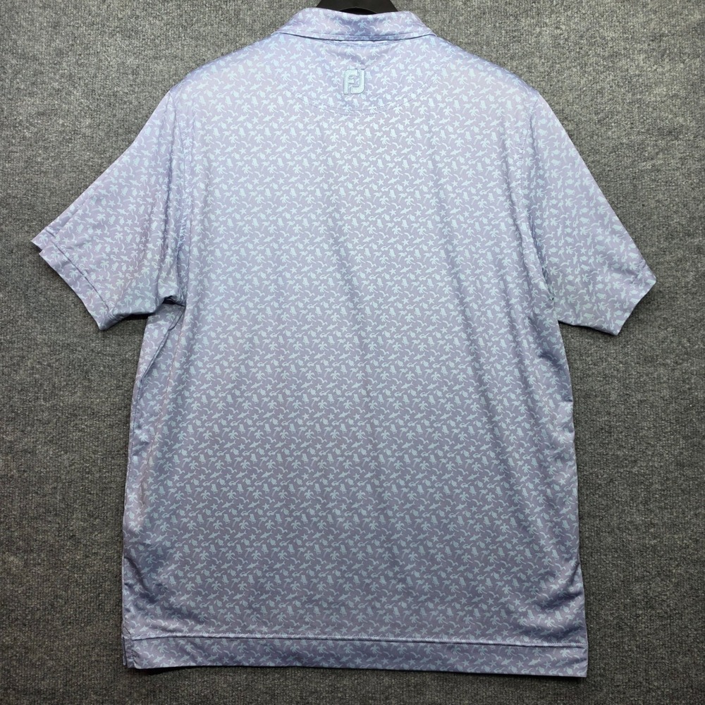 FootJoy Mens Athletic Fit‎ Tropical Flamingo Shark Golf Polo Shirt Purple Large - Picture 4 of 8